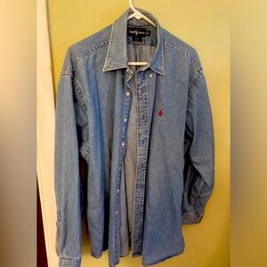 Ralph Lauren Blake red pony denim long sleeve shirt